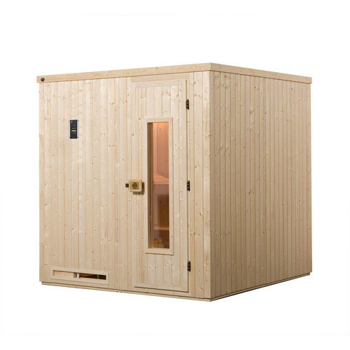 Weka Elementsauna Halmstad aus Fichtenholz mit 7,5 kW Sparset und Holztür, Farbe: Braun/Beige, B/H/T: 194 x 199 x 177 cm - Bild 2
