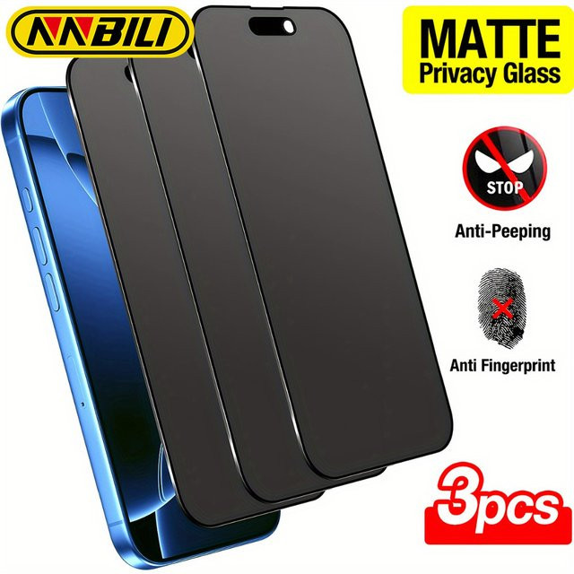 NNBILI 3 Stück Matte Privacy Displayschutzfolie für iPhone 17 16 15 14 13 12 11 Pro Max Plus 17Air 16E - Bild 1