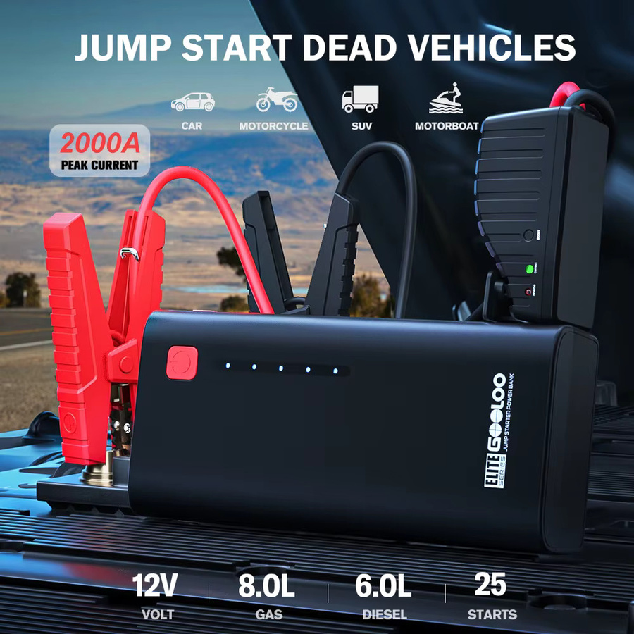 Gooloo 12V Auto Starthilfe Powerbank mit 2000A Booster und 48,84 Wh Kapazität in Schwarz - Bild 3