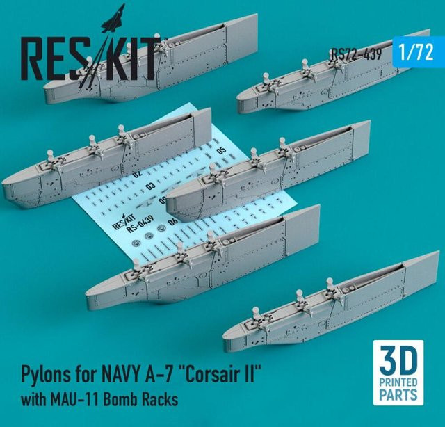 ResKit Models Pylons for NAVY A-7 Corsair II with MAU-11 Bomb Racks, 3D Printed - Bild 1