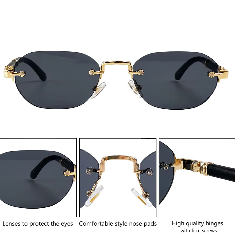 VYSEN Sonnenbrille, quadratisch, randlos, Metall, schwarz, Herren - Bild 3