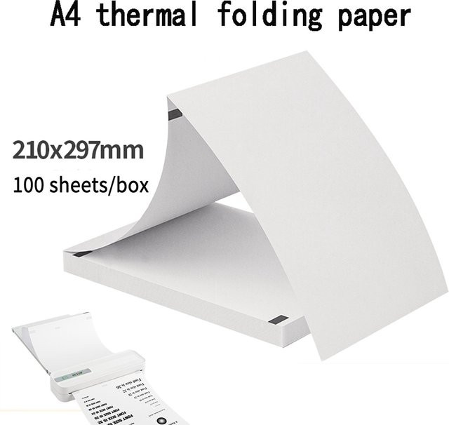 A4 Thermopapierrolle weiß, 100 Blatt, schnelltrocknend und gefaltet für Büro und Studium - Bild 1