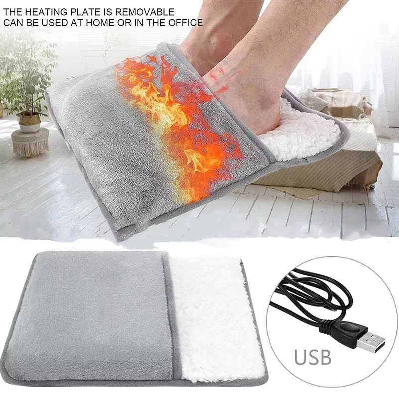 PAQIN USB-Fußwärmer aus weichem Plüsch in Grau - Bild 3