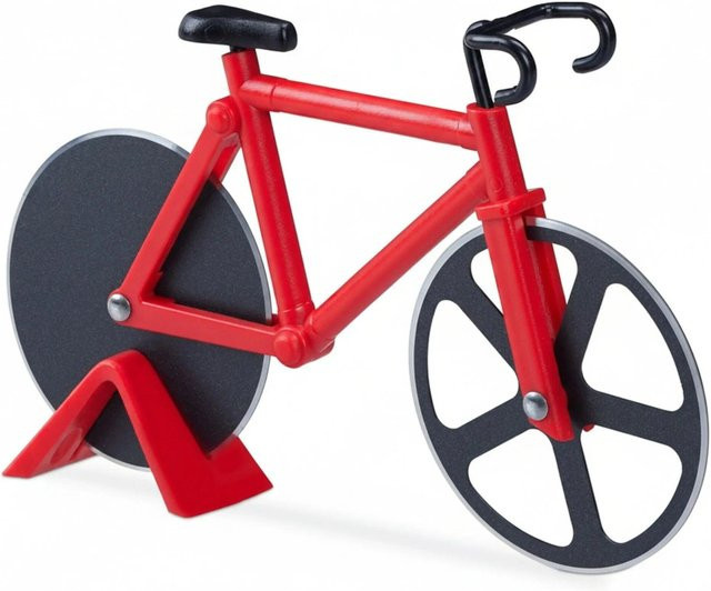 Relaxdays Pizzaschneider aus Edelstahl und Kunststoff in Rot, Antihaftbeschichtet, B: 11,5 cm, T: 18 cm, H: 3 cm - Bild 1