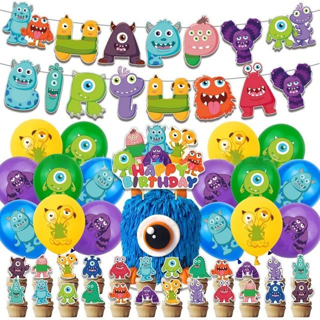 Hasbro Cartoon-Monster Geburtstagsparty-Dekoration Set mit Ballons, Banner und Tortendekoration in Mehrfarbig - Bild 1