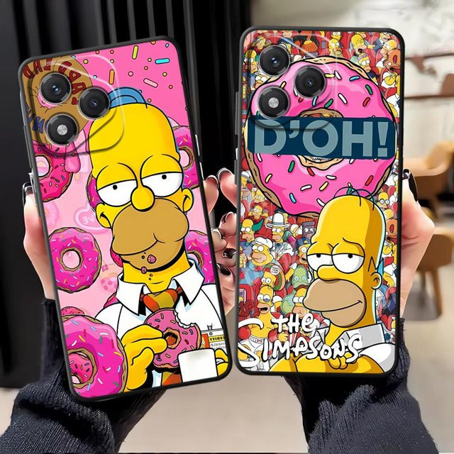 Schwarze Handyhülle mit Simpsons Donut Motiv für Honor 200 400 Lite 70 Magic 5 Lite X5b 8X X9a X7 X6 X8 90 S - Bild 1