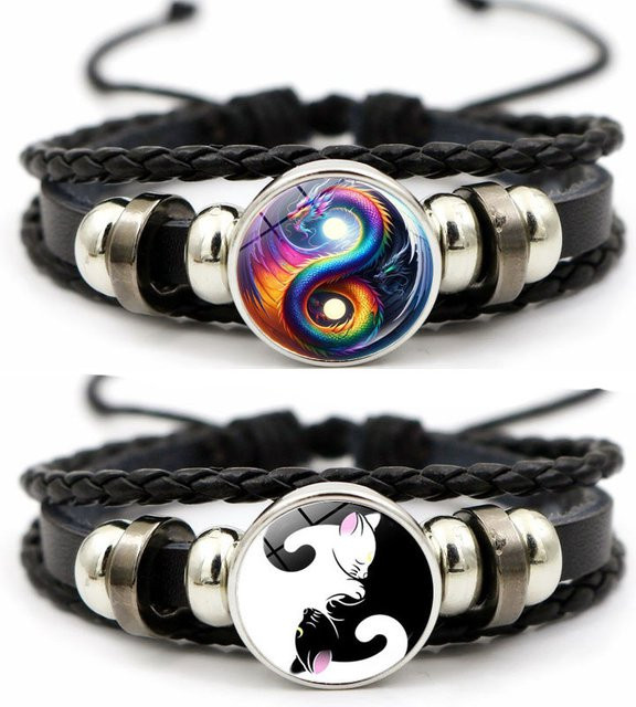 FIMAODZ Lederarmband, Perlen, Schwarz, Unisex, Vintage - Bild 1