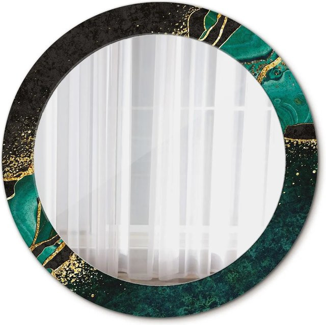 Tulup Runder Spiegel mit Marmorgrün Ornamenten, Durchmesser: 70 cm - Bild 1