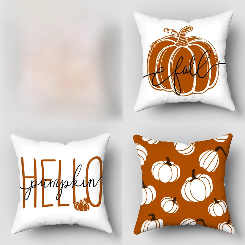 4er-Pack Halloween-Kissenbezüge mit Geister-Kürbis-Fledermaus-Muster, quadratisch, B/T/H: 45 x 45 x 45 cm - Bild 2