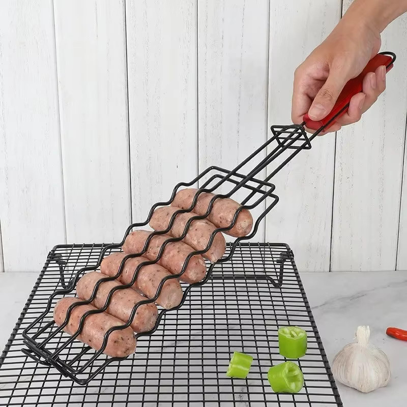 JUSTINLAU Camping Hot Dog Grillzange aus Stahl mit Antihaft-Beschrichtung in Schwarz - Bild 2