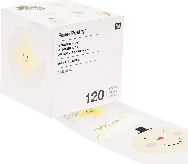 Rico Design Paper Poetry Sticker Joy mit Hot Foil Effekt, 120 Stück auf der Rolle, Durchmesser: 5,5 cm - Bild 1