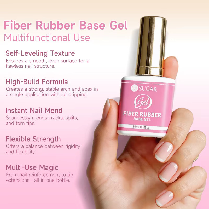 UR SUGAR Fiber Rubber Base Gel, 15 ml, transparent - Bild 3