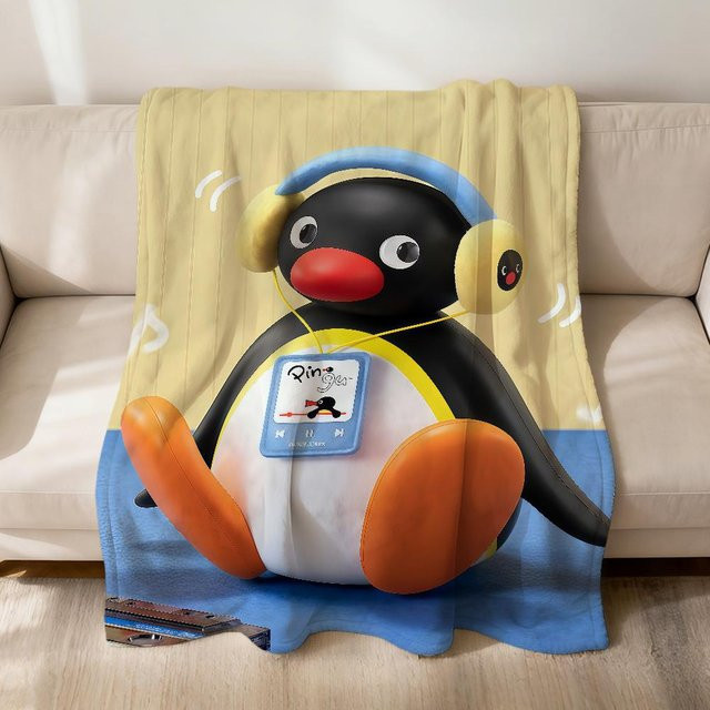 BestDream001 Weiche Pinguin Flanell-Plüschdecke mit Cartoon-Design, Mehrfarbig, B/H: 100 x 150 cm - Bild 1