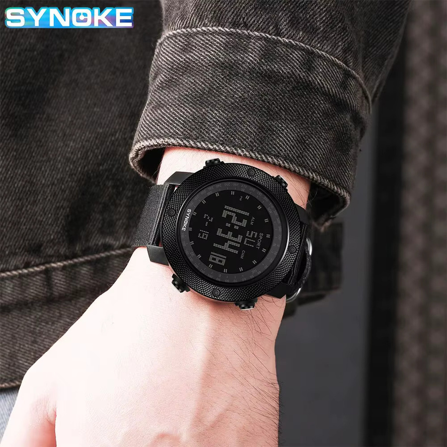 Synoke Digitaluhr, Schwarz, Textil/NATO, Herren - Bild 4