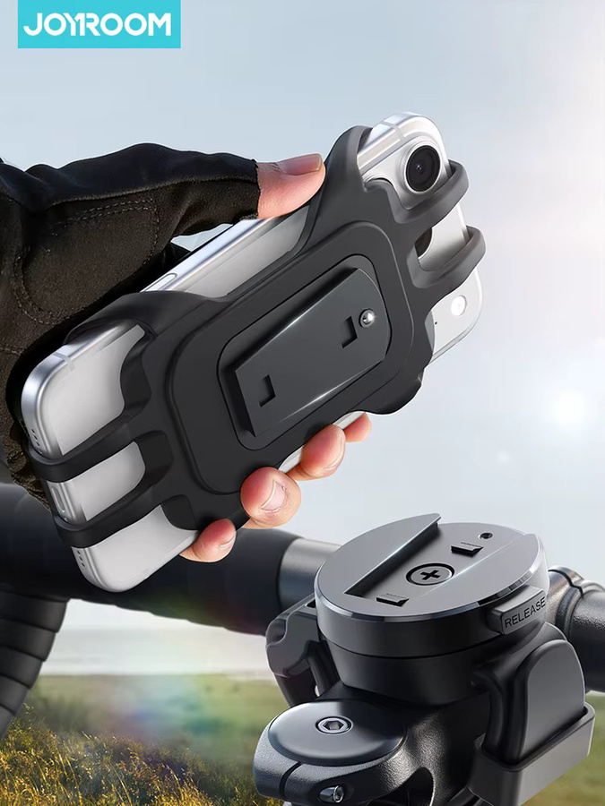 Joyroom Fahrrad-Handyhalterung für 4-7 Zoll Smartphones, stoßfeste Silikon-Halterung für Fahrrad und Motorrad, Schwarz - Bild 7