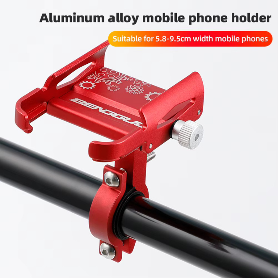 Fahrrad Handyhalterung aus Aluminiumlegierung mit 360 Grad Drehung in Rot für MTB, Roller und Motorrad - Bild 2