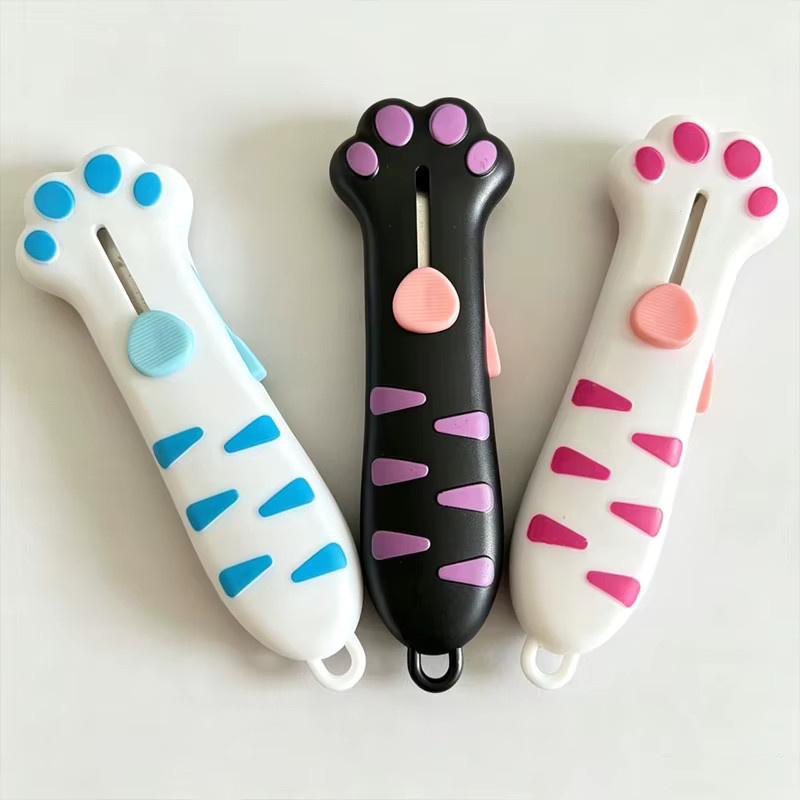 3er Pack Multifunktionales Katzenpfoten Paketöffner-Messer mit einziehbarer Klinge aus Kunststoff - Bild 4
