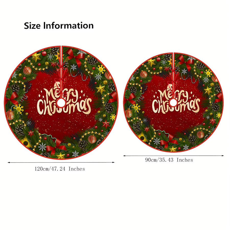 VIKAMA Weihnachtsbaumkleid in Rot, rundes Textil-Baumkleid zur Dekoration deines Weihnachtsbaums - Bild 2