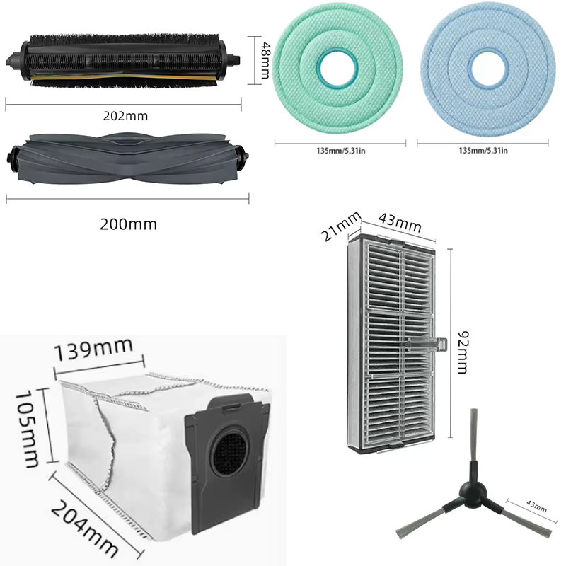 Dreame Zubehör-Set mit Haupt- und Seitenbürsten sowie Fischschuppen-Mikrofasertüchern für L40 Ultra AE, L40s Ultra CE und D20 Ultra Reiniger - Bild 2