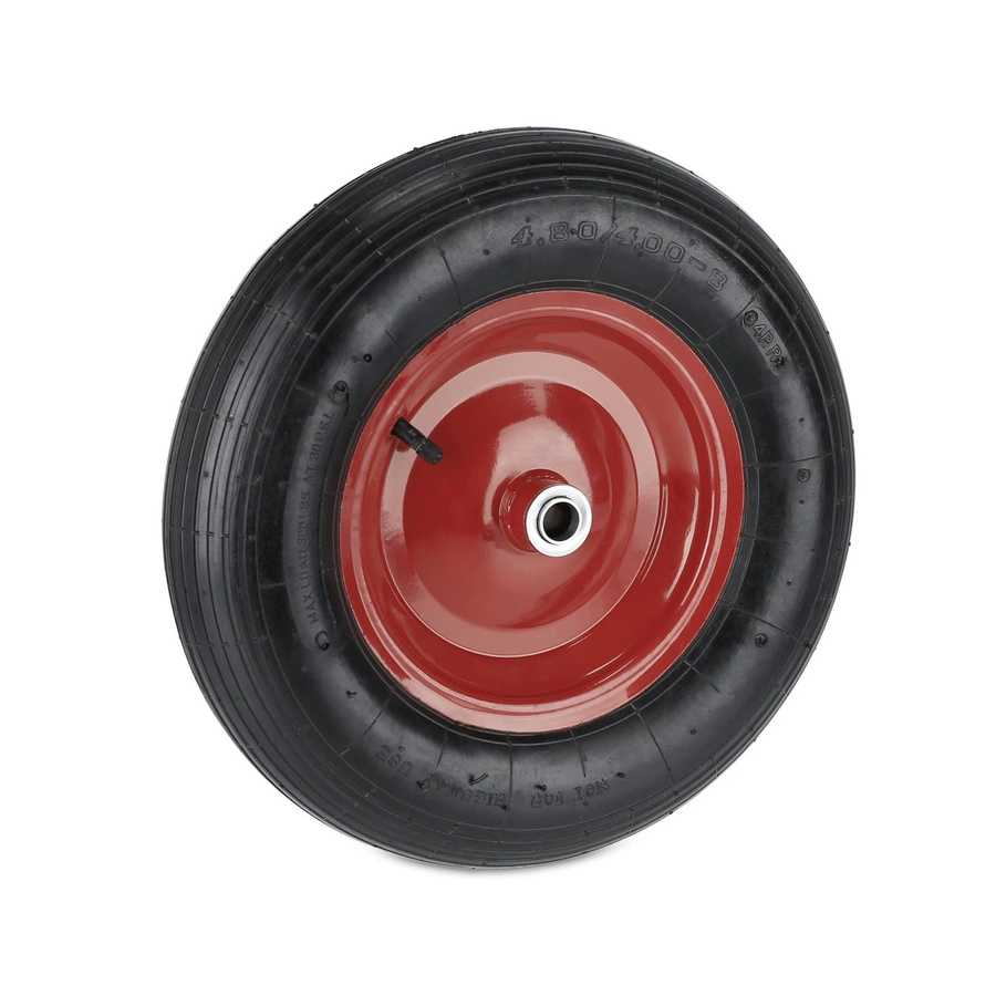 Relaxdays Schubkarrenrad luftbereift aus Gummi und Stahl in Schwarz-Rot mit Kugellager, Durchmesser: 39 cm, Breite: 9 cm - Bild 2