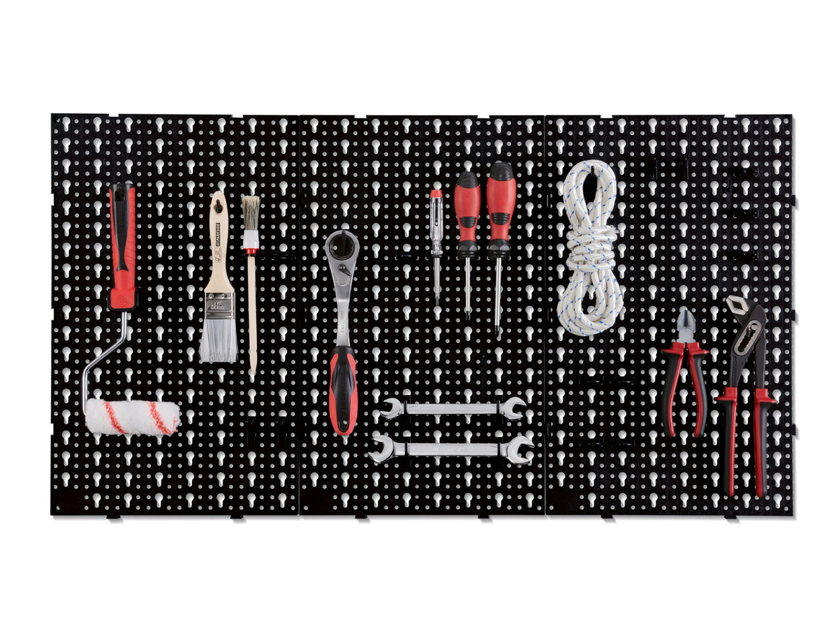 Parkside Werkzeug-Wandorganizer in Schwarz-Silber aus Kunststoff inklusive Montagematerial - Bild 1