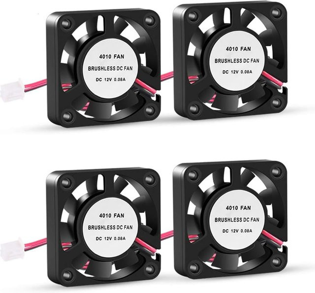 AOKIN 4er-Set 3D-Drucker-Lüfter, bürstenlose Gebläselüfter mit Öllager, DC 12 V, Schwarz, B/T/H: 40 x 40 x 10 mm - Bild 1