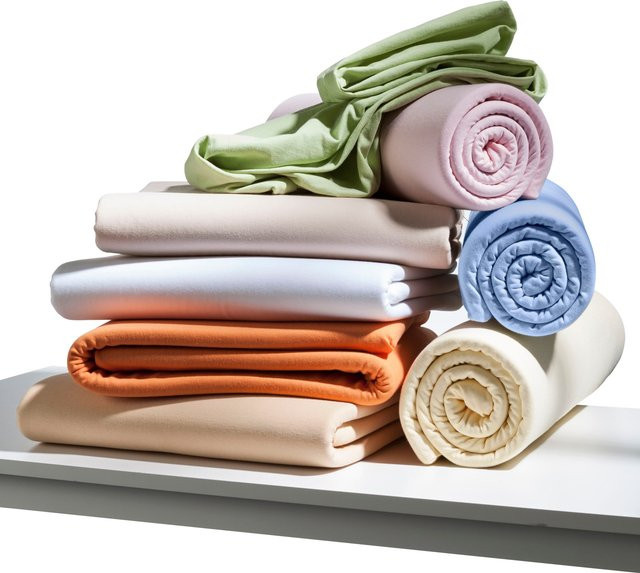 Wäschepur Spannbetttuch aus Jersey, 100% Baumwolle, Gelb, B/T: 100 x 200 cm, bügelfrei - Bild 1