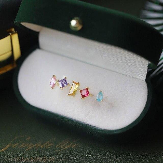 Allbestart Ohrstecker 5-teiliges Set, 925 Silber, Gold, Zirkonia, Kristall, Damen - Bild 1