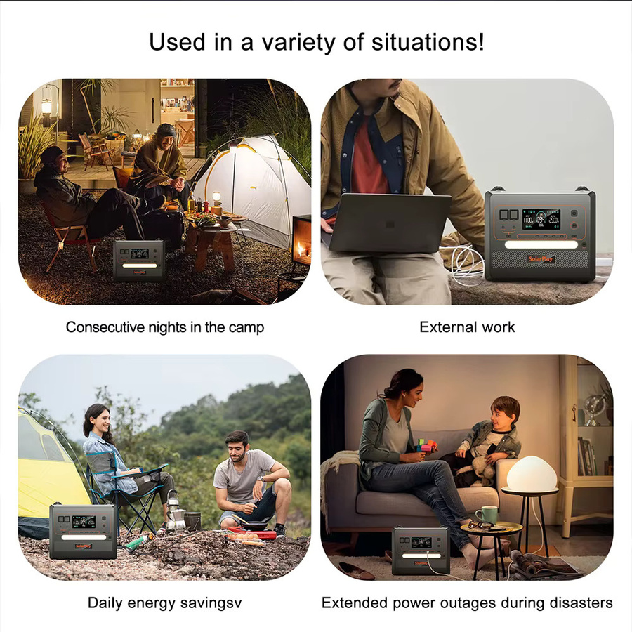 SOLARPLA Tragbares Kraftwerk mit 2400 W/2500 W Leistung und LiFePO4-Batterie inklusive 220 V und 110 V AC-Steckdosen für Notfall-Backup und Outdoor-Einsätze - Bild 4