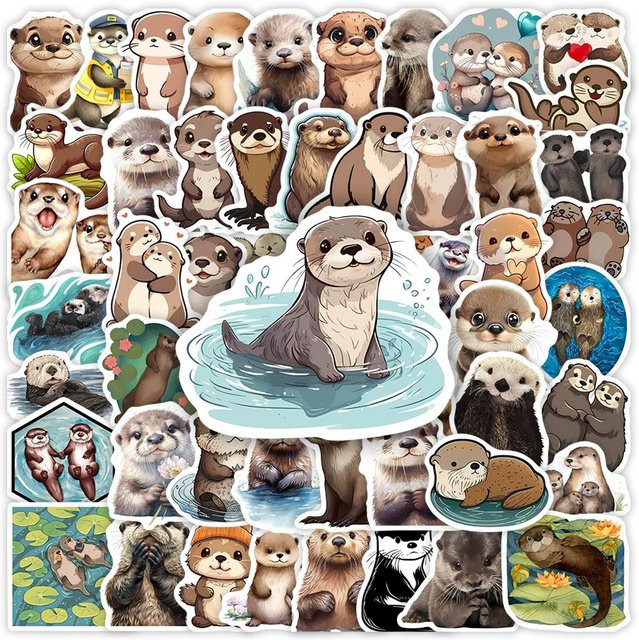 Binchi Outdoor Product Wasserdichte Cartoon-Otter-Aufkleber in Multicolor für Laptop, Notizbuch und Flaschen - Bild 1