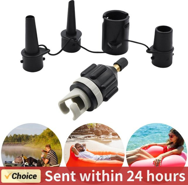 APWIKOGER Luftventil-Adapter mit Luftdüsen in Schwarz für Schlauchboote, Stand-Up-Paddleboards und Luftbetten - Bild 1