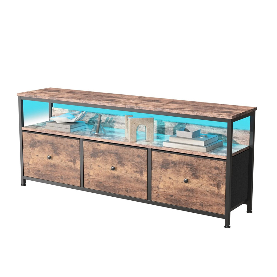 PXloue TV-Schrank Braun mit Schubladen und integrierter LED-Beleuchtung für dein Wohnzimmer - Bild 2