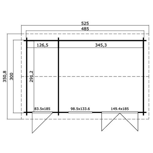 Lasita Holz-Gartenhaus Wrexham mit Satteldach in Schwedenrot, B/H/T: 525 x 250,8 x 350,8 cm - Bild 2