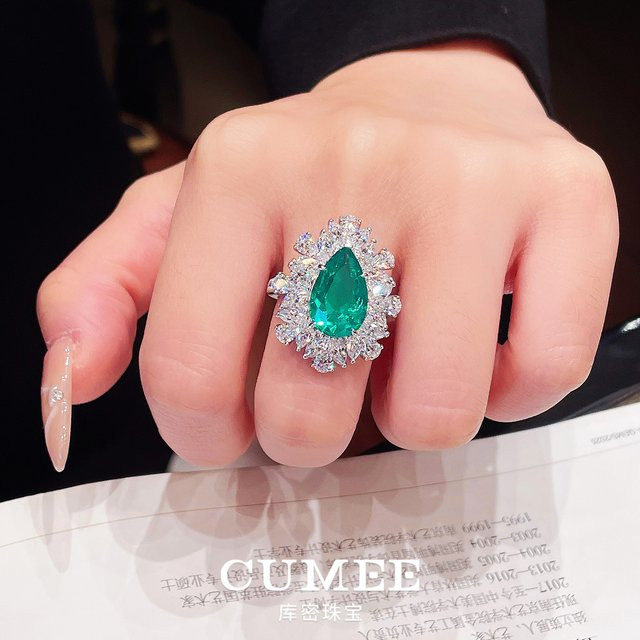 CUMEE Ring, Silber vergoldet, Smaragd, Damen - Bild 1