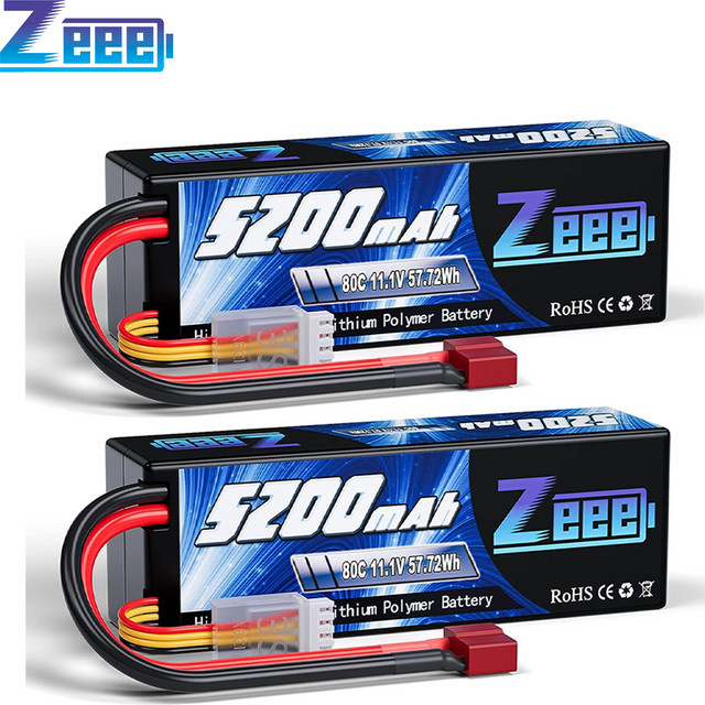 Zeee LiPo Akku 3S 11.1V 5200mAh 80C mit Hardcase für RC Auto Buggy Truck und FPV Drohnen mit XT60 oder EC3 Anschluss, Schwarz - Bild 1