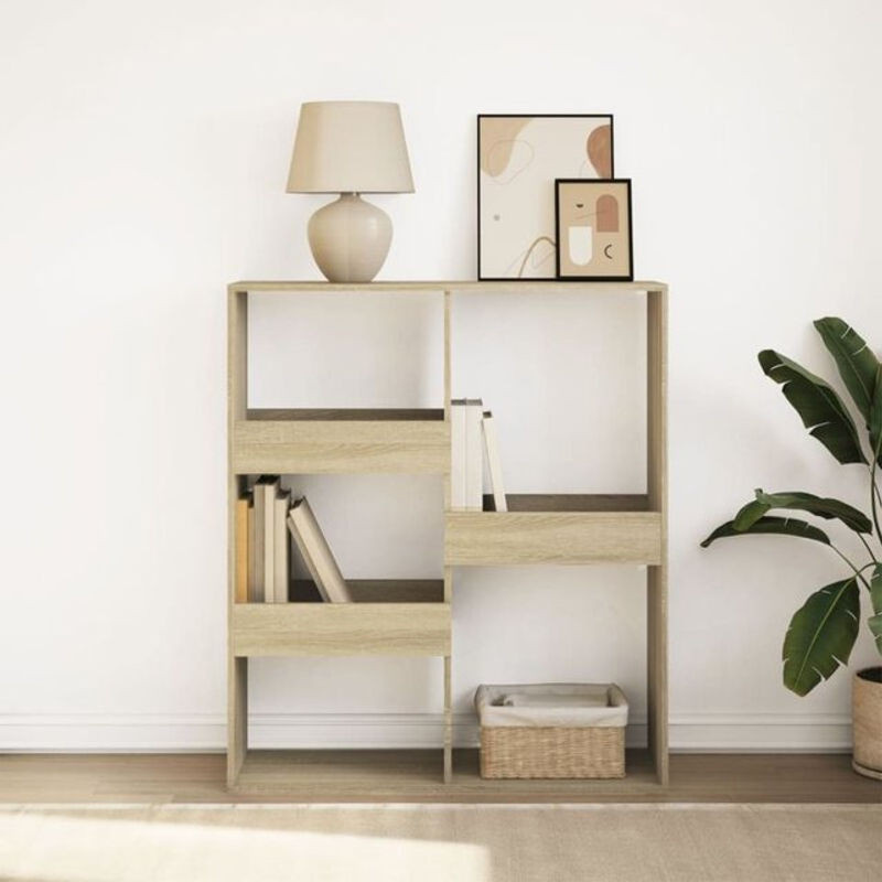 Bücherregal und Raumteiler Vidaxl in Sonoma-Eiche Natur, B/T/H: 100 x 33 x 115 cm - Bild 1