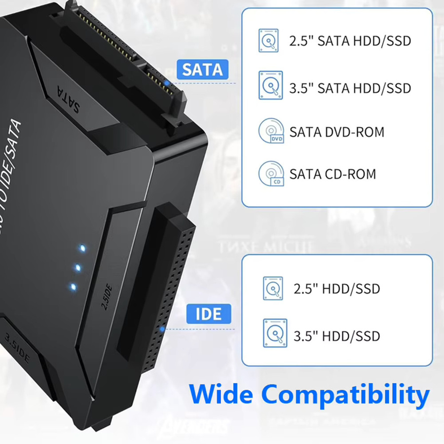 EOENKK USB 3.0 zu SATA IDE Festplattenadapter Konverter für 2,5 und 3,5 Zoll SATA und IDE HDD SSD bis 6TB in Schwarz - Bild 5