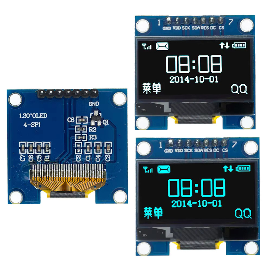 DIYUSER OLED-Modul SH1106 mit 1,3 Zoll, 128x64 Pixel, Dual Interface IIC und SPI, 7 Pin, Blau/Weiß, für Raspberry Pi und STM32 - Bild 4