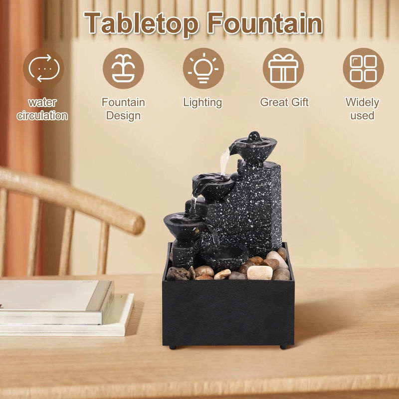 Your Warm Home Desktop-Wasserfall mit LED-Beleuchtung in Schwarz aus ABS-Kunststoff und Kunstharz für Wohnzimmer und Büro - Bild 6