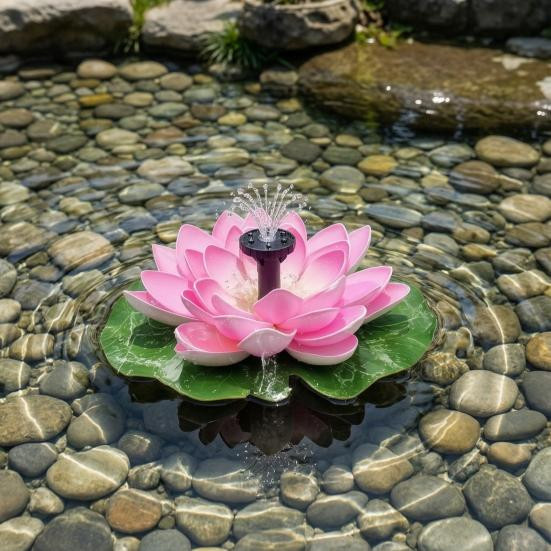 AtticusFox Solarbrunnen Lotus Schwimmbrunnen als Vogelbad in Violett - Bild 2