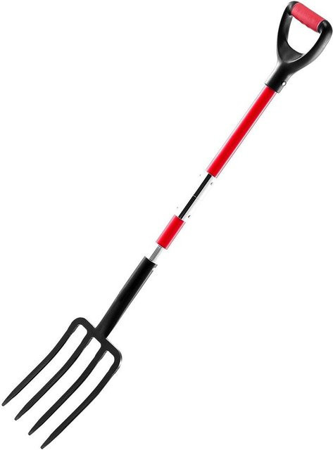 Robuste 4-Zinken Gartengabel von Buying Solutions mit Fiberglasgriff und Stahlzinken in Rot, Länge: 114 cm - Bild 1