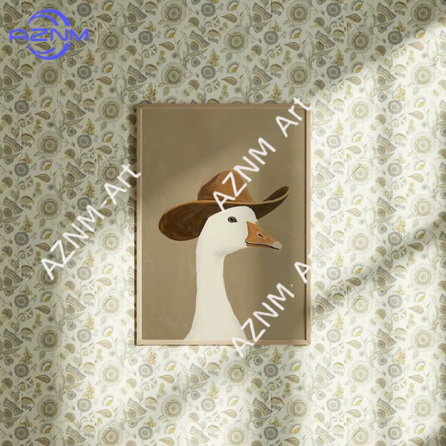 KAYOU Leinwandgemälde Lustige Cowboy-Gans in Braun und Multicolour als Tier-Wanddekoration für das Kinderzimmer - Bild 2