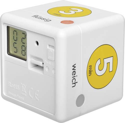 TFA Dostmann Cube Timer digitale Eieruhr in Weiß und Gelb - Bild 1