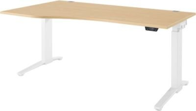 Schäfer Shop Genius Schreibtisch ERGOSTYLE S elektrisch höhenverstellbar mit Memory Master, C-Fuß, Ahorn/weiß, B: 180 cm, T: 80-100 cm, H: 71,5-118,2 cm - Bild 1
