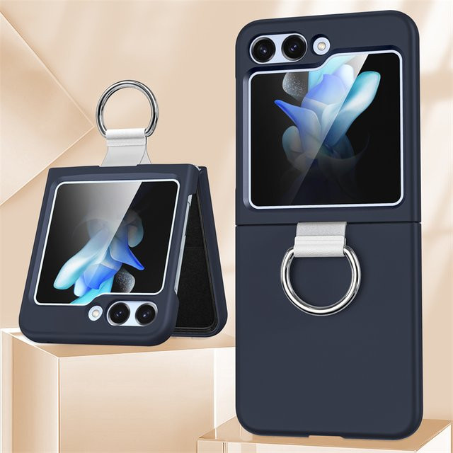 Stoßfeste Samsung Galaxy Z Flip 6 5G 5 4 3 Schutzhülle mit Ringhalter in Blau - Bild 1