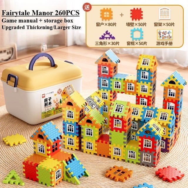 YUNBEIDI Kinderhaus Bausteine Montage Puzzle, Haus, Bunt / Mehrfarbig - Bild 1