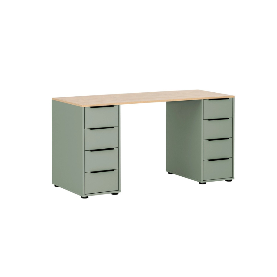 Schreibtisch Kangaroo von PROREGAL in Pistazie-Eiche mit 8 Schubladen, H x B x T: 73 x 140 x 55,5 cm - Bild 2