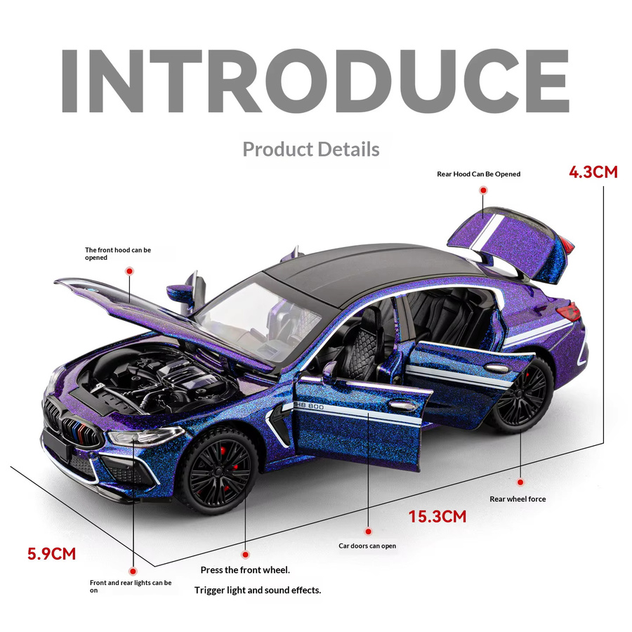 BMW M8 Legierung Auto Modell, 1:32, mit Akusto-optik - Bild 2