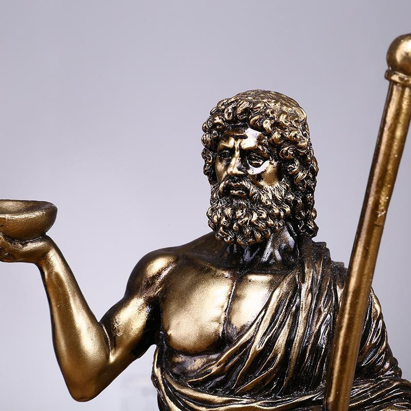 Handbemalte Asklepios-Statue aus Kunstharz als antike Nachahmung für dein Schreibtisch-Dekor, Höhe: 28,0 cm, Breite: 15,0 cm, Tiefe: 7,5 cm - Bild 4