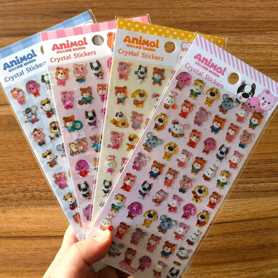 4 Blatt Mini-Tier-Kristall-Aufkleber in Multicolour von AnimeWorlds Store für Bastelarbeiten und Scrapbooking - Bild 1